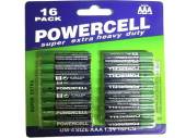 Pack 16, Powercell AAA batteries*