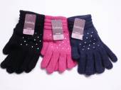 Ladies gloves with diamontes - 3/cols.   (one size)