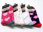 Ladies cosy socks with grippers - 4asstd.