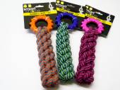 Rubber and rope toy - 3/cols.