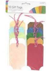 Pack 10, coloured gift tags*