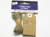 Pkt 15, kraft tags and string (8x4cm)*