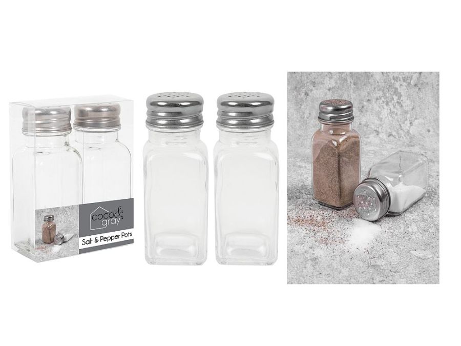 Glass salt and peppet set H9cm*