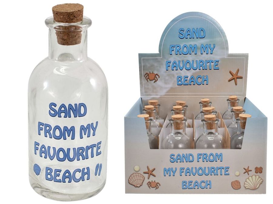 11cm sand from beach glass bottle with cork
(ADD 12 for display box)