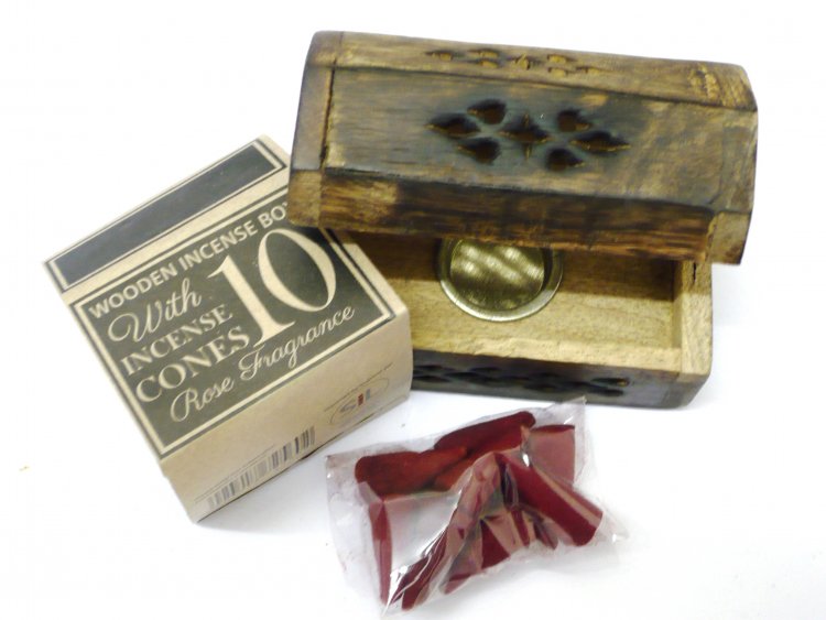 Mango wood incense box +10cones (9x6x5cm)*