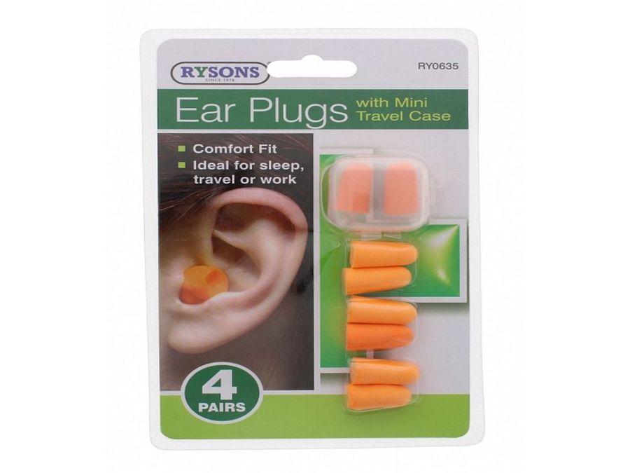 Pack 4prs ear plugs with mini travel case*