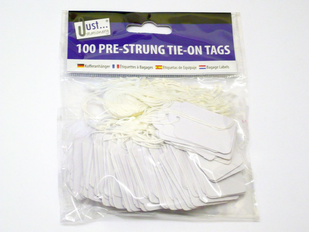 Pkt 100, pre-strung tie-on tags*