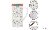 Plastic daisy print pitcher with cork lid (1.1ltr)* Plastic daisy print pitcher with cork lid (1.1ltr)*