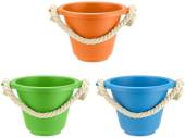 Round recycled bucket with rope handle - 3/cols*