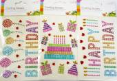 Craft birthday stickers - 3asstd* Craft birthday stickers - 3asstd*