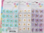 Pack 20, butterfly and flower stickers - 6/cols*