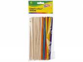 Pack 100, mixed colour craft sticks*