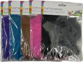 Coloured craft feathers.