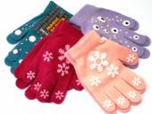 Girls magic gloves with rubber print, 6 asstd cols.