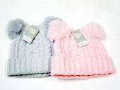 Childs cable knit hat with 2x pom poms - 2/cols. (one size) Childs cable knit hat with 2x pom poms - 2/cols. (one size)