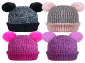 Childs thermal knitted dbl pom-pom hat - 4/cols Childs thermal knitted dbl pom-pom hat - 4/cols