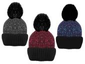 Childs thermal knitted pom pom hat - 3/cols. Childs thermal knitted pom pom hat - 3/cols.