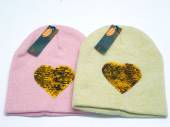 Childs beanie hat with sequin heart (3-5 6-8) - 2/cols. Childs beanie hat with sequin heart (3-5 6-8) - 2/cols.