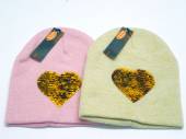 Childs beanie hat with sequin heart (3-5 6-8) - 2/cols.