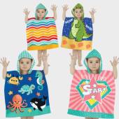 Childs mini microfibre hooded poncho (1.5-3yrs) - 4asstd.