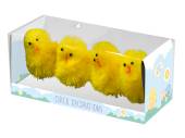 Pack 4, 6cm yellow chicks.