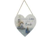 20cm wood heart shaped beach plaque. 20cm wood heart shaped beach plaque.