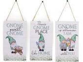 Hanging wooden gnome plaque (30x20cm) - 3asstd* Hanging wooden gnome plaque (30x20cm) - 3asstd*