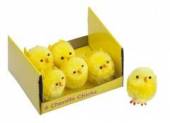 Pkt 6, 4cm yellow chenille chicks*