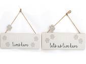 Hanging wood cat plaque (34x10cm) - 2asstd* Hanging wood cat plaque (34x10cm) - 2asstd*