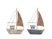 Wooden boat with metal sail, H17cm - 2asstd Wooden boat with metal sail, H17cm - 2asstd