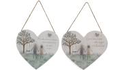 Wooden pebble heart plaque (23x20cm) - 2asstd. Wooden pebble heart plaque (23x20cm) - 2asstd.