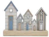 Blue wooden beach huts decoration (24x15cm) Blue wooden beach huts decoration (24x15cm)