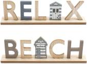 Standing relax/beach wooden plaque L38cm - 2assd* Standing relax/beach wooden plaque L38cm - 2assd*