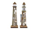 20cm natural wooden light house - 2asstd. 20cm natural wooden light house - 2asstd.