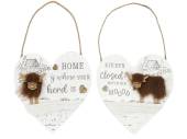16cm highland cow heart plaque - 2asstd. 16cm highland cow heart plaque - 2asstd.