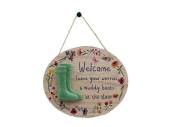 20cm oval wooden hanging wellies welcome plaque* 20cm oval wooden hanging wellies welcome plaque*