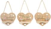 Wooden garden hanging heart plaque - 3asstd. Wooden garden hanging heart plaque - 3asstd.