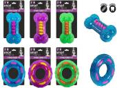 Strong rubber ring/bone dog toy - 3/cols*