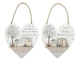 Hanging wood caravan heart plaque H15cm - 2asstd. Hanging wood caravan heart plaque H15cm - 2asstd.