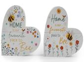 15.5cm heart shape wood Home bee decoration - 2asstd. 15.5cm heart shape wood Home bee decoration - 2asstd.