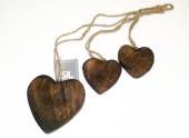 Set 3, hanging wooden hearts - 2asstd*