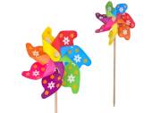 Flower print wood stick windmill H18"*
