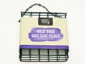 Metal wild bird suet cake feeder.
