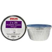 Pack 2, 2lb pudding basins with lids.