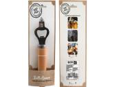 Bottle opener with wood handle.