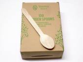Box 100, compostable wooden spoons.