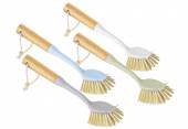 Dish brush with bamboo handle - 4asstd.