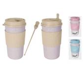 Eco travel mug and stirrer set - 3/cols*