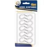 Pack 10, screw-in cup hooks*