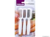 Pkt 3, s/s peeler with plastic handle - 2/cols*
